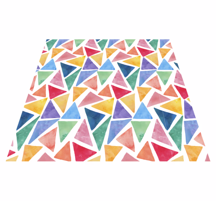 Alfombra vinilo salón de triángulos en tonos pastel - TenVinilo
