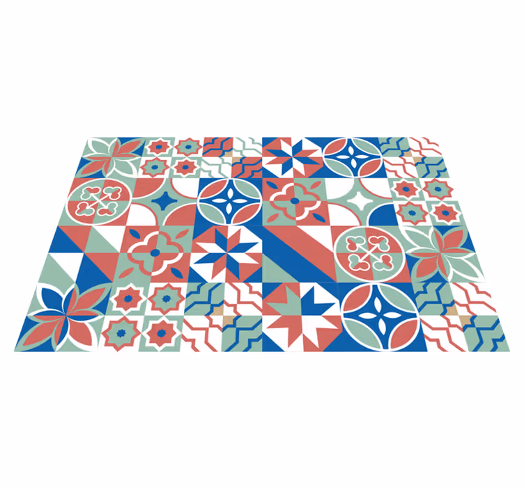 Alfombra hidráulica diseño de azulejos coloridos - TenVinilo