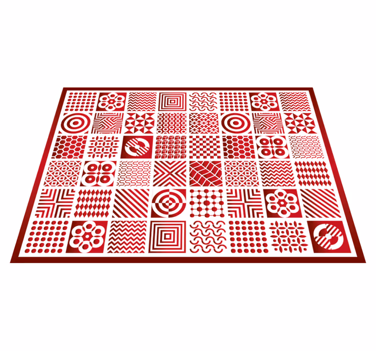 Alfombra hidráulica vinílica de azulejos coloridos - TenVinilo