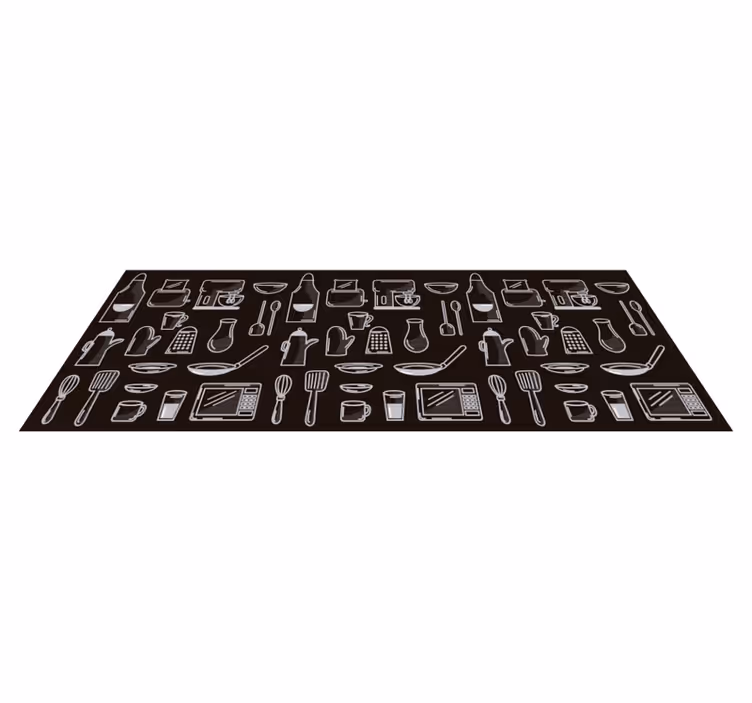 Alfombra vinílica cocina iconos utensilios para cocina - TenVinilo