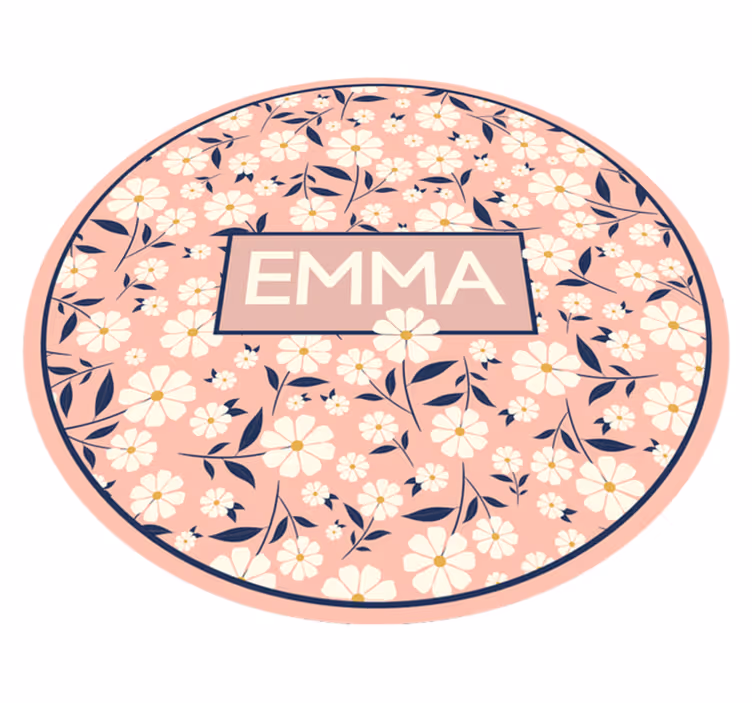 Alfombra de vinilo ciruclo floral personalizable - TenVinilo