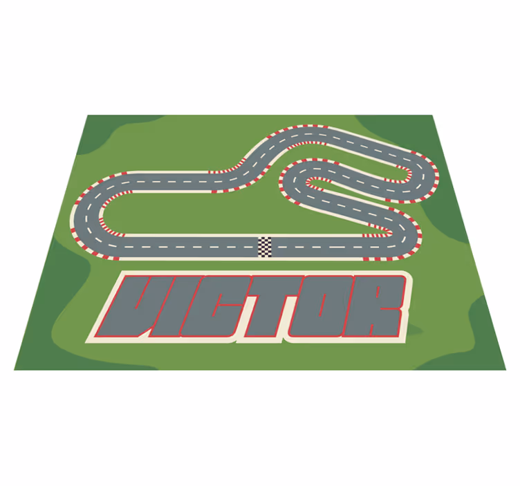 Alfombra vinílica pista de carreras personalizable - TenVinilo