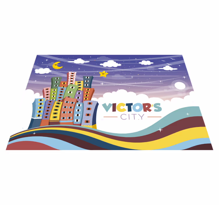 Alfombra de vinilo arcoiris paisaje urbano personalizable - TenVinilo