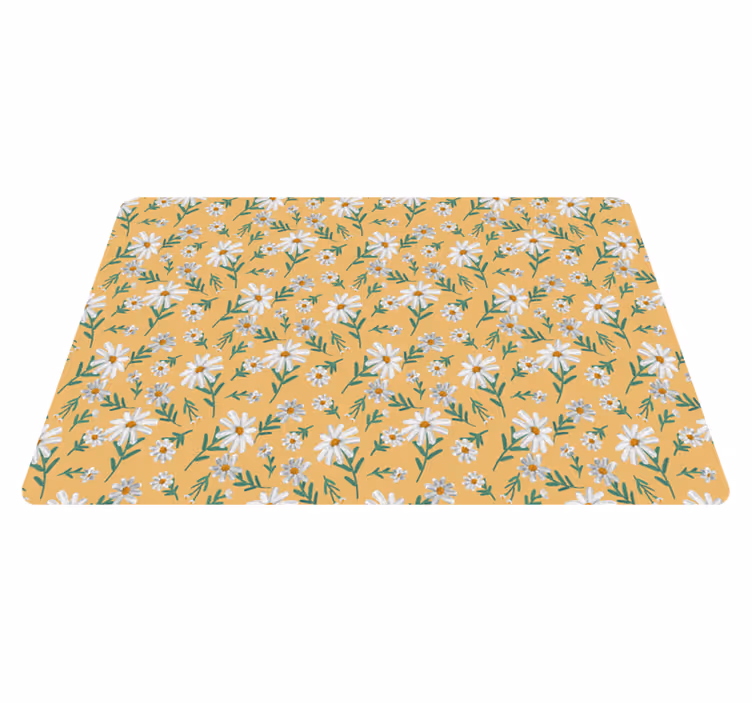 Alfombra vinílica flores hermosas margaritas - TenVinilo