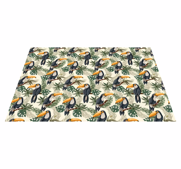 Alfombra vinílica animales paraíso de tucanes - TenVinilo
