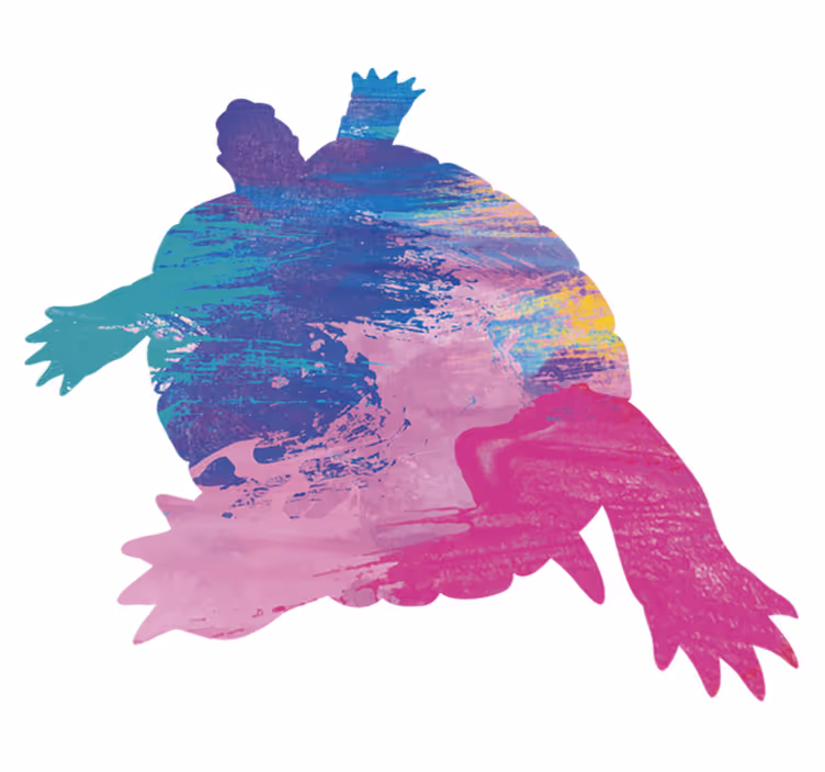 Alfombra vinílica animales silueta de tortuga colorida - TenVinilo