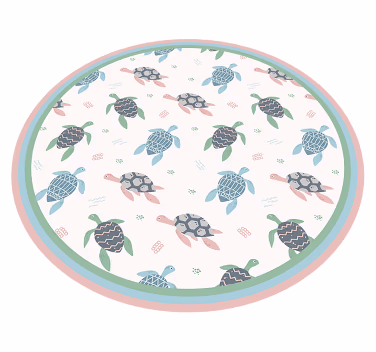 Alfombra vinílica infantil círculo de juego de tortugas - TenVinilo
