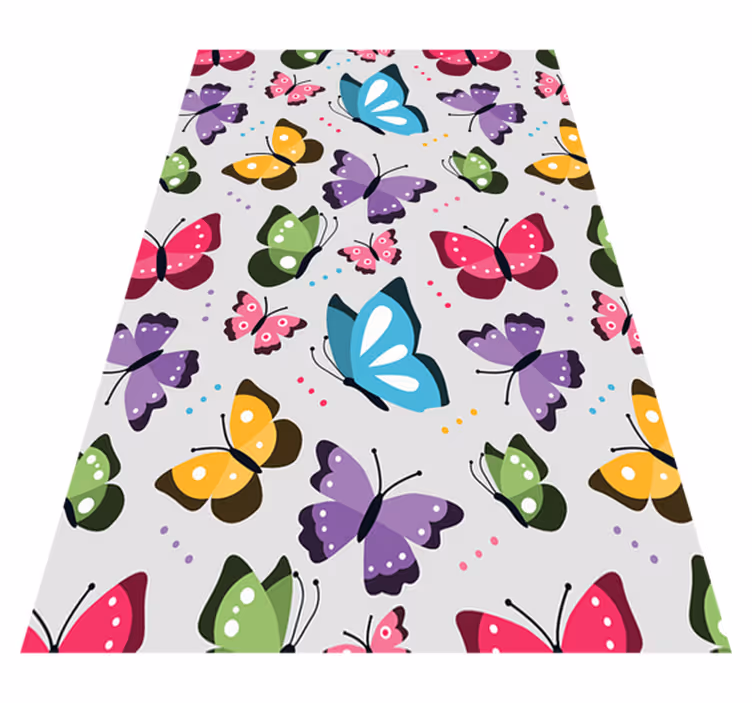 Alfombra vinílica animales mariposas coloridas - TenVinilo