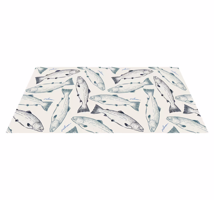 Alfombra vinílica baño animales salmones azulados - TenVinilo