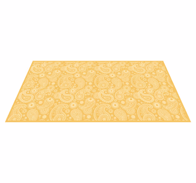 Alfombra vinilo amarilla estilo paisley - TenVinilo