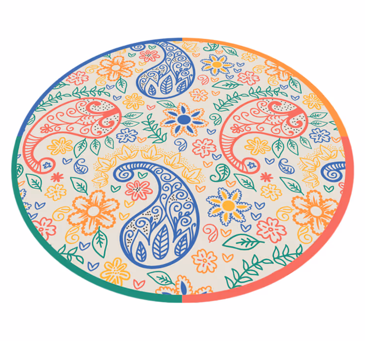 Alfombra vinílica flores habitación estilo paisley - TenVinilo