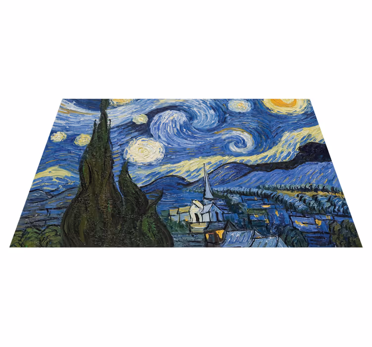 Alfombra vinílica naturaleza Noche Estrellada Van Gogh - TenVinilo