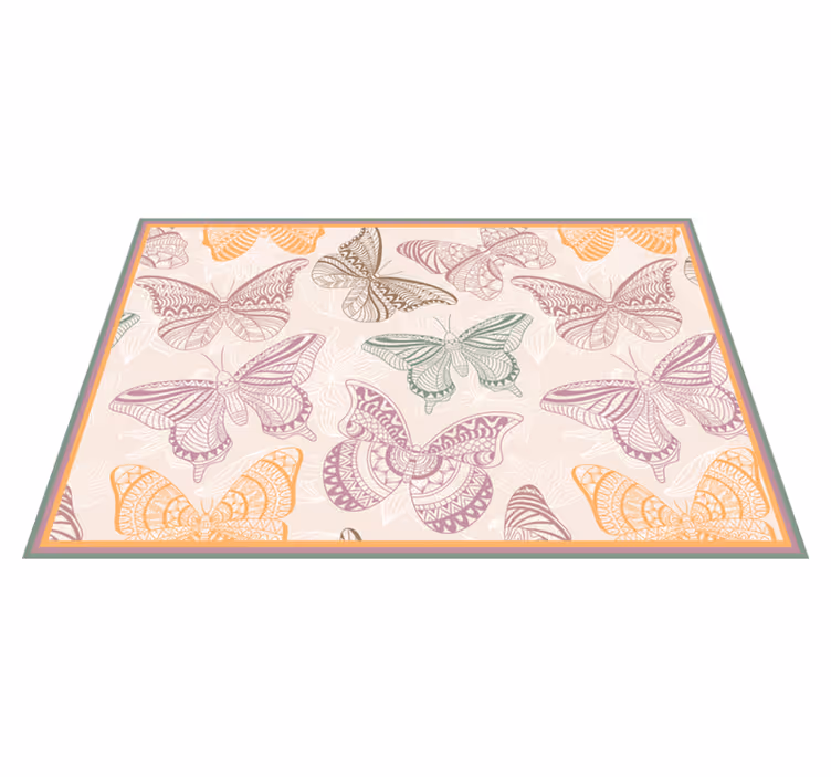 Alfombra vinílica mandala mosaico de mariposa - TenVinilo