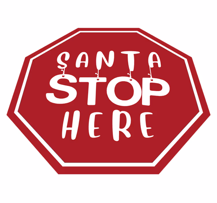 Alfombra vinílica navidad señal de stop de santa - TenVinilo