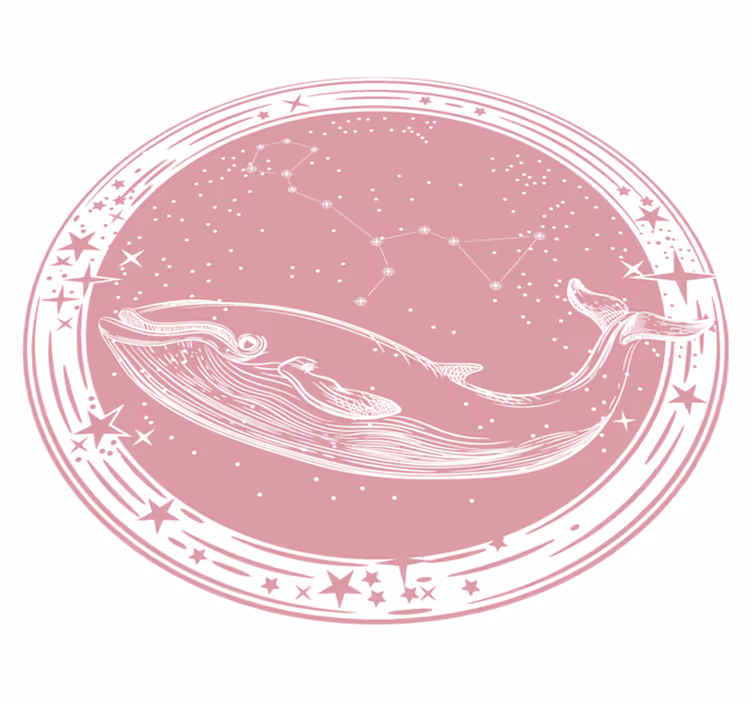 Alfombra vinílica estrellas círculo de constelación ballena - TenVinilo
