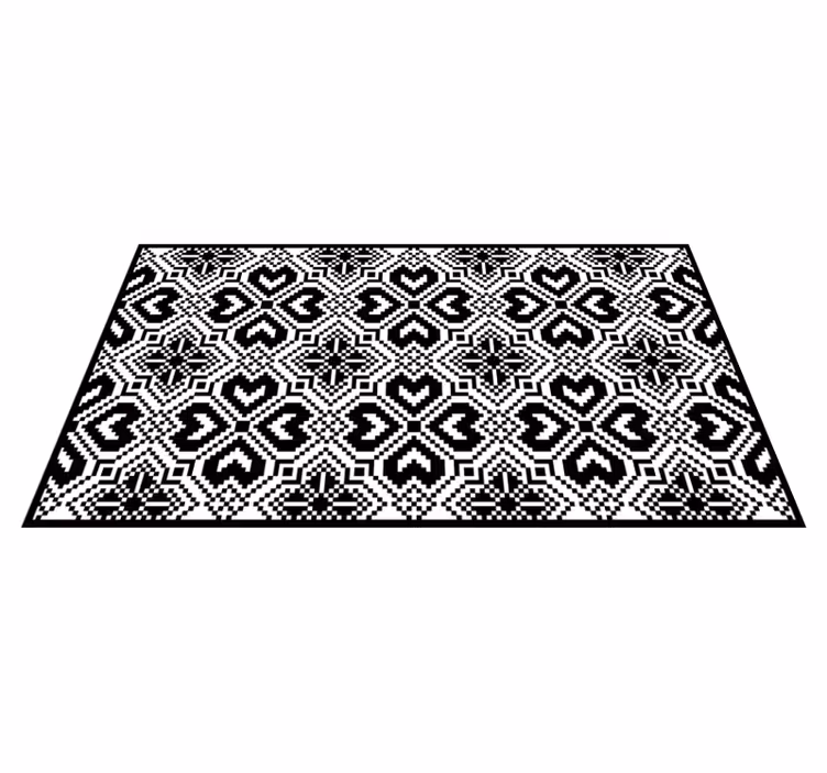 Alfombra vinílica geométrica patrón tribal monocromo - TenVinilo