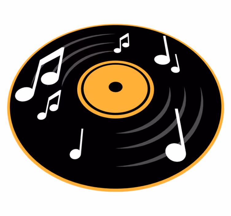 Alfombra vinílica redonda motivo de disco musical - TenVinilo
