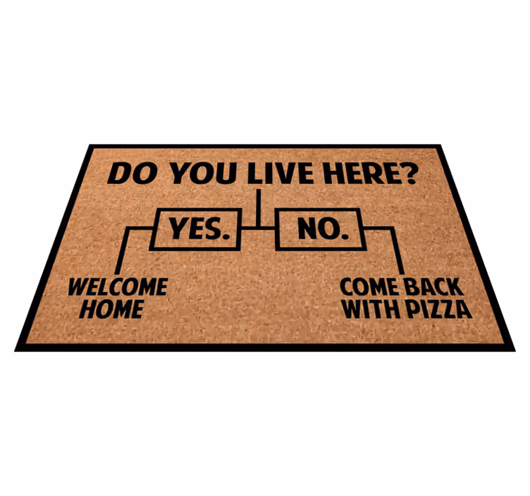 Alfombra vinílica frase pizza de bienvenida a casa - TenVinilo