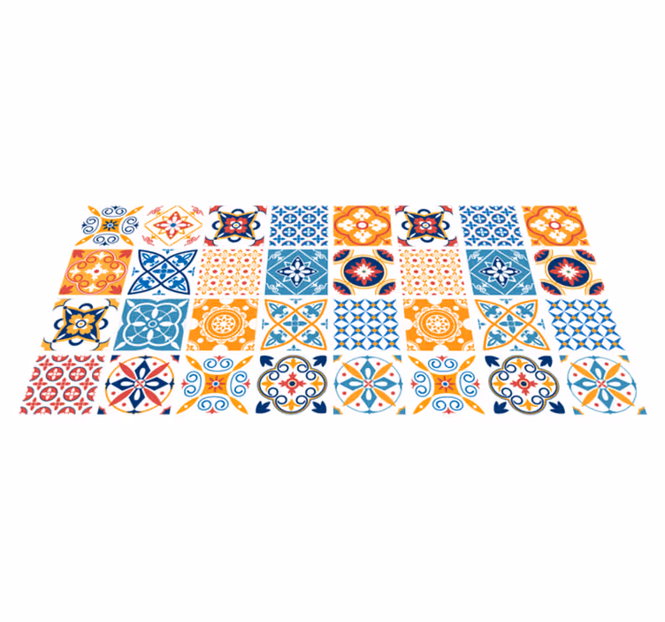 Alfombra vinílica cocina azulejos hidráulicos Portugal - TenVinilo