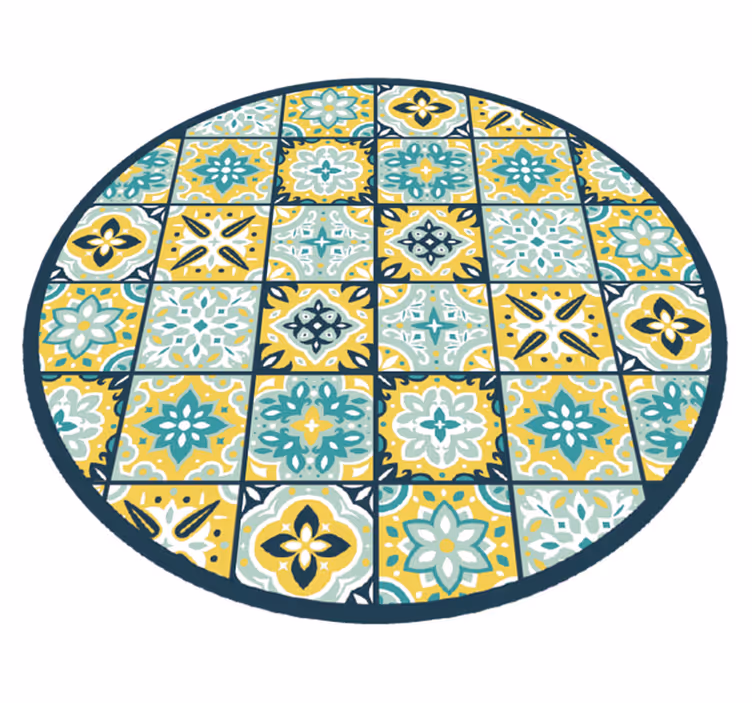 Alfombra vinílica mosaico circular - TenVinilo