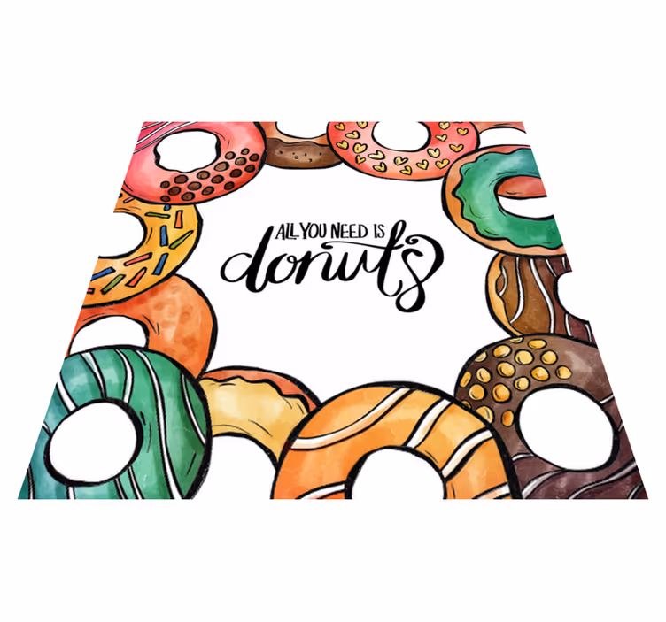 Alfombra vinílica frase necesito diseño de donas - TenVinilo