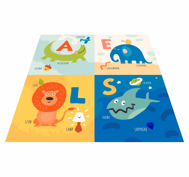 Alfombra vinílica abecedario diseño educativo - TenVinilo