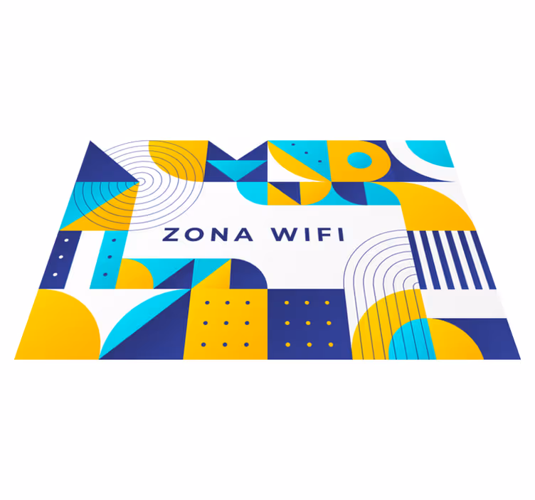Alfombra vinílica frase zona de WiFi Diseño Geométrico - TenVinilo