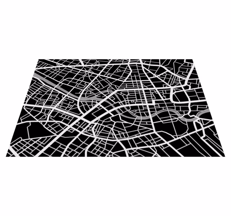 Alfombra vinílica mapamundi detalle del mapa urbano - TenVinilo