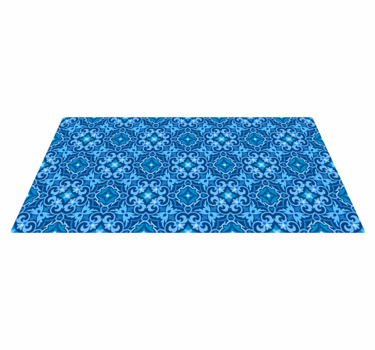 Alfombra hidráulica patrón azul ornamental - TenVinilo