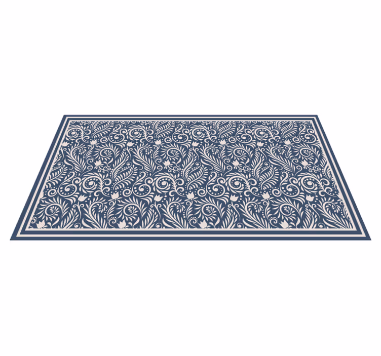 Alfombras vinilo cocina contornos blancos de flores - TenVinilo