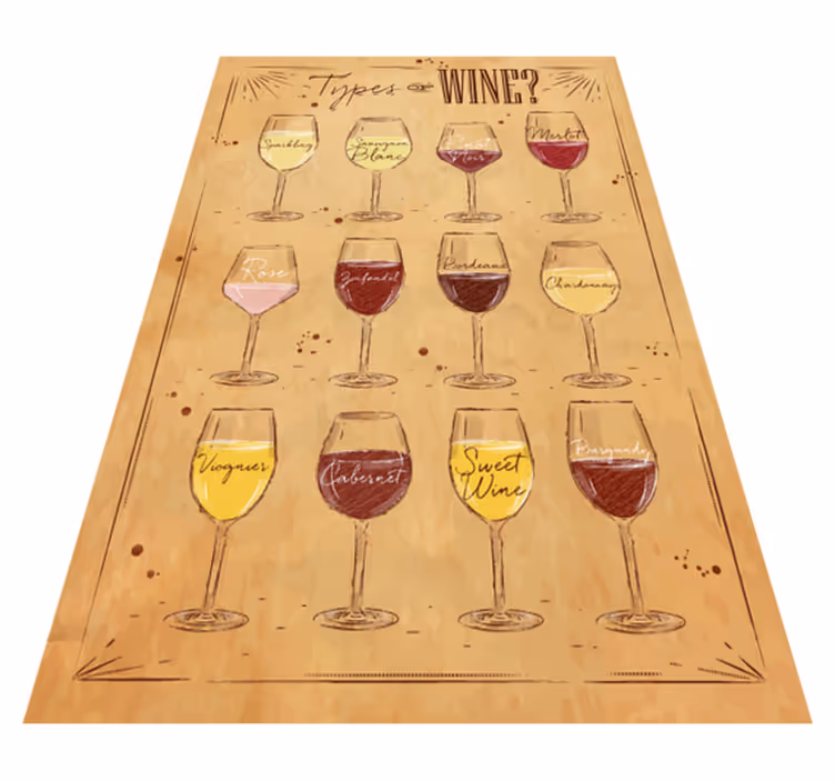 Alfombra vinilo cocina tipos de vino - TenVinilo