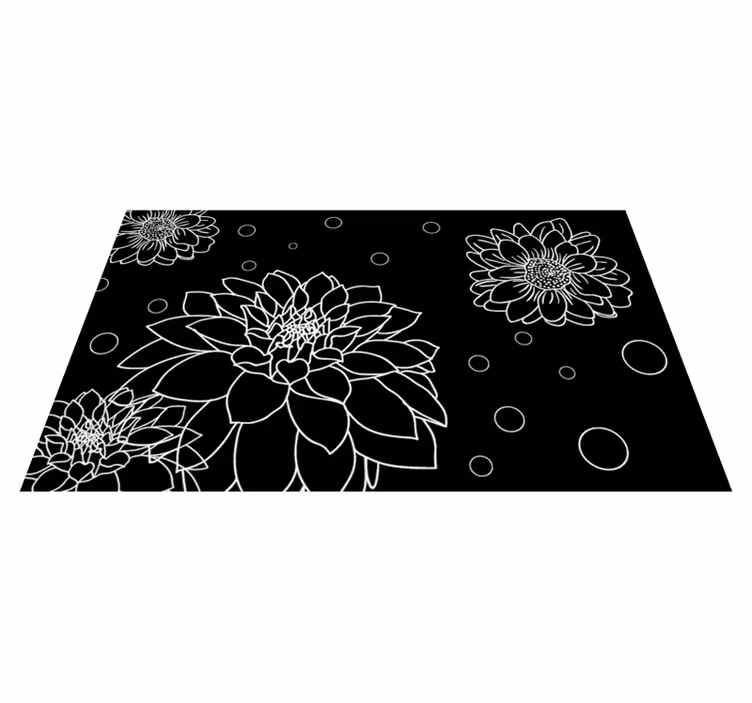 Alfombra vinílica flores contraste de contorno floral - TenVinilo