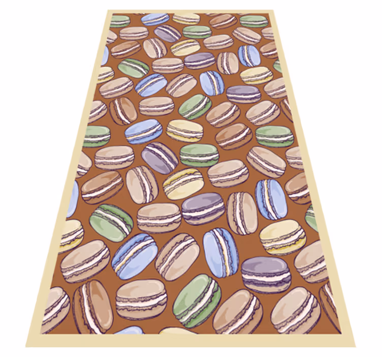 Alfombra vinilo cocina patrón de macarrones de colores - TenVinilo