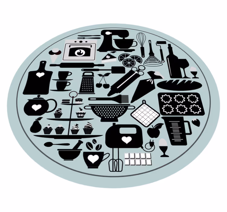 Alfombra vinilo cocina siluetas culinarias - TenVinilo