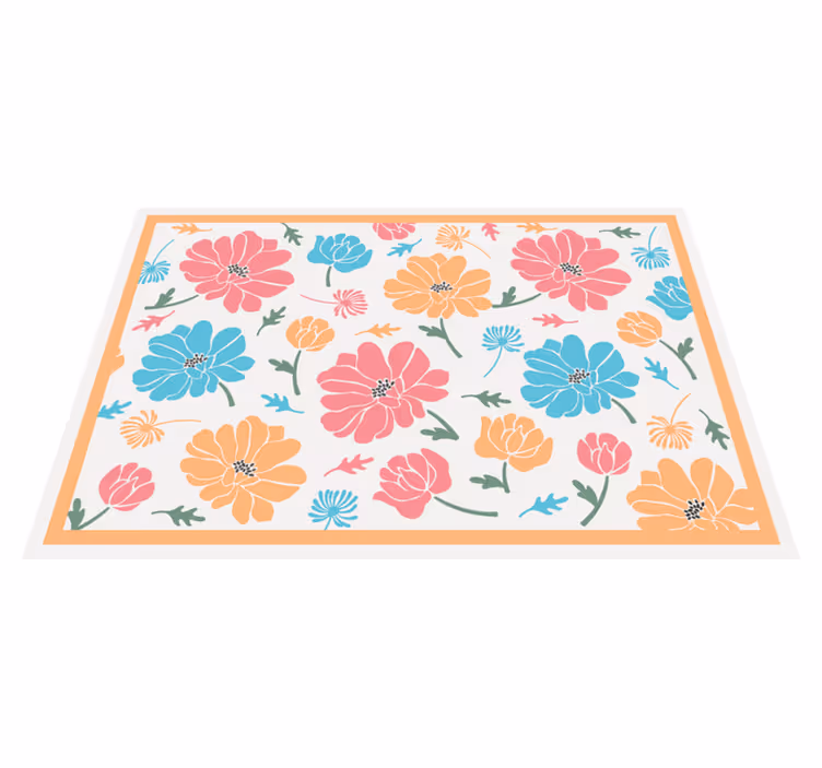 Alfombra vinílica flores patrón floral colorido - TenVinilo