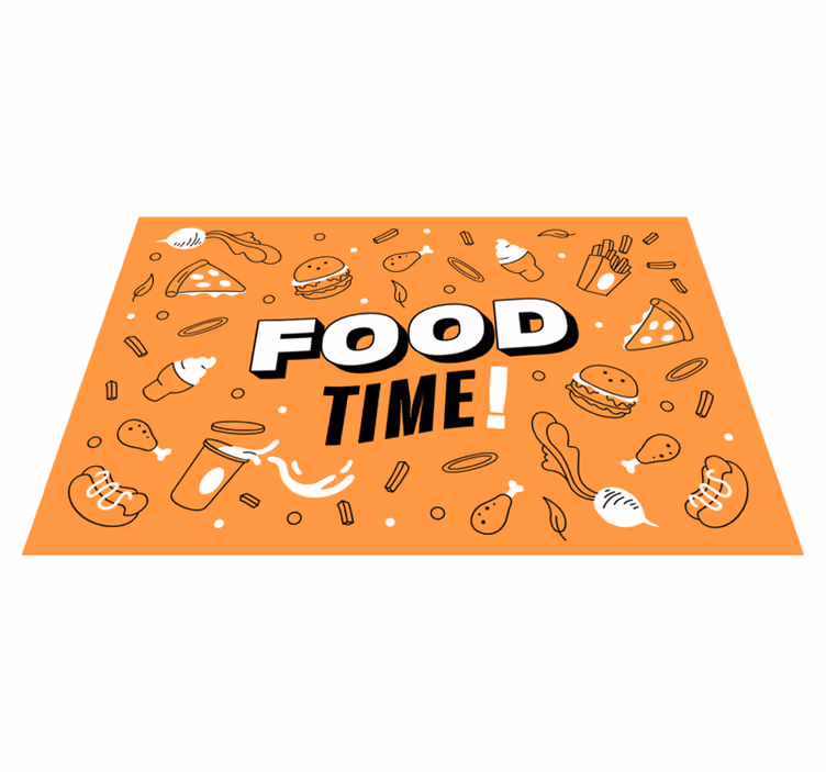 Alfombra vinilo cocina ilustración de tiempo de comida - TenVinilo