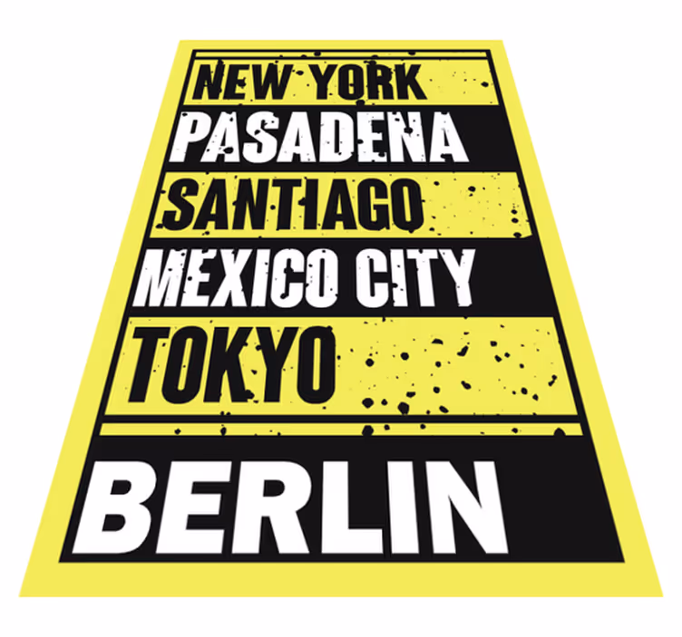 Alfombra vinílica frase superposición de texto de ciudades - TenVinilo