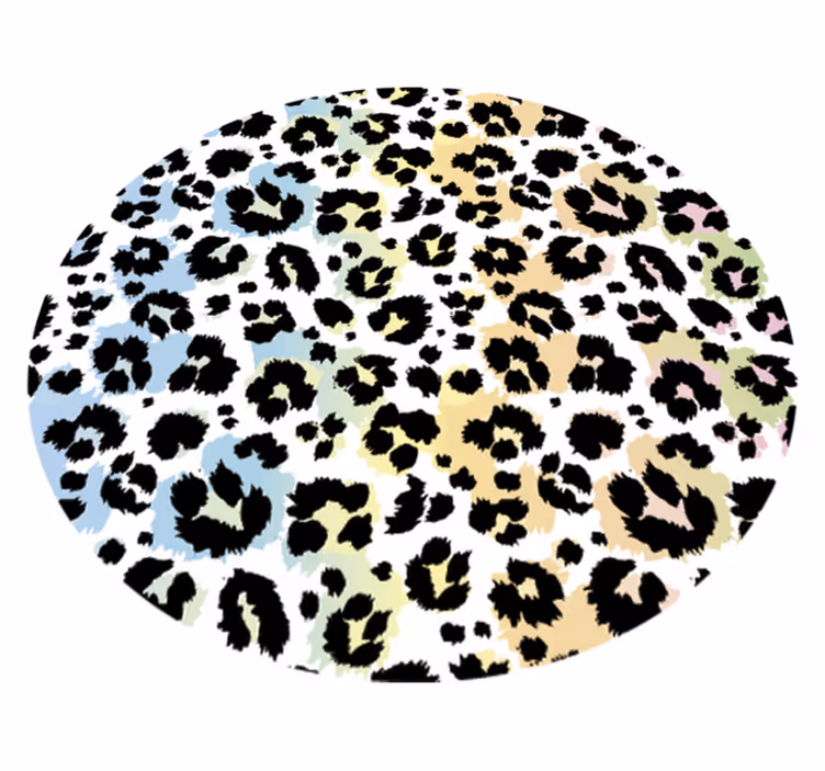 Alfombra vinilo salón leopardo colores azul y amarillo - TenVinilo