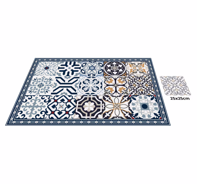 Alfombra hidráulica azulejos adornados - TenVinilo