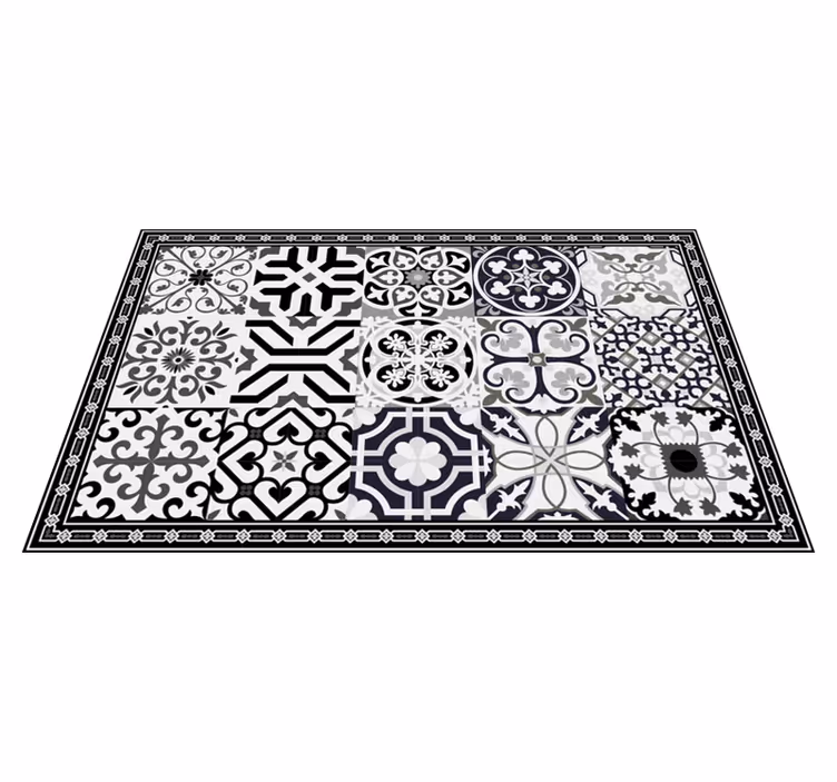 Alfombras de vinilo de azulejos Colas de cemento negro - TenVinilo
