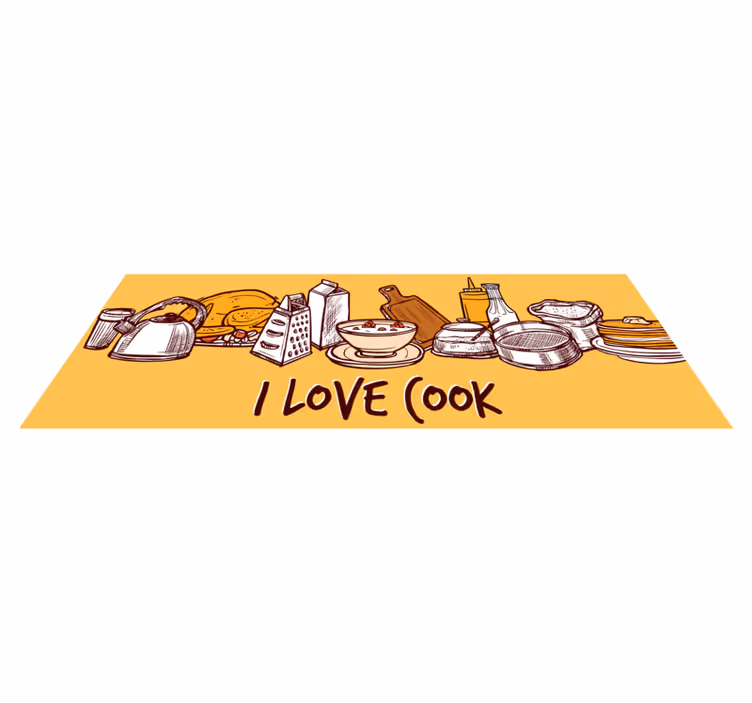 Alfombra vinilo cocina me encanta cocinar - TenVinilo