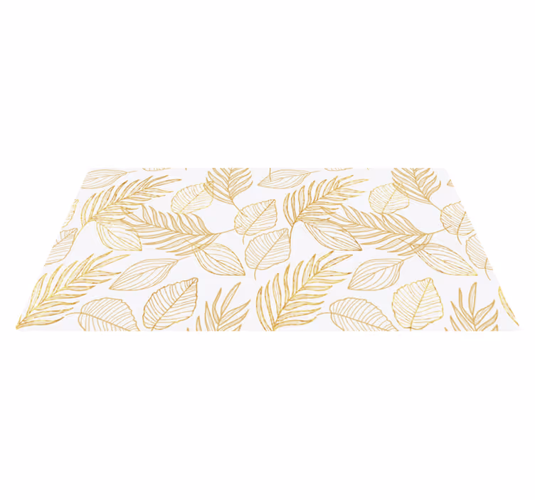 Alfombra vinílica naturaleza hoja blanca y dorada - TenVinilo