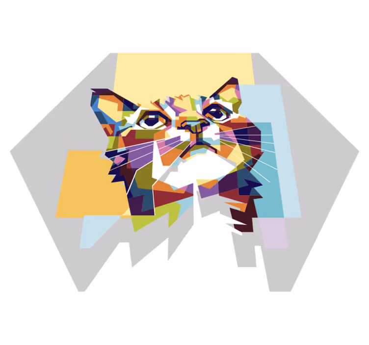 Alfombra vinílica geométrica gato geométrico - TenVinilo