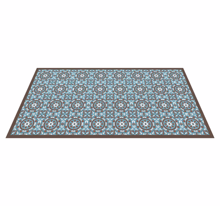Alfombra vinílica cocina azulejos turquesa árabe - TenVinilo
