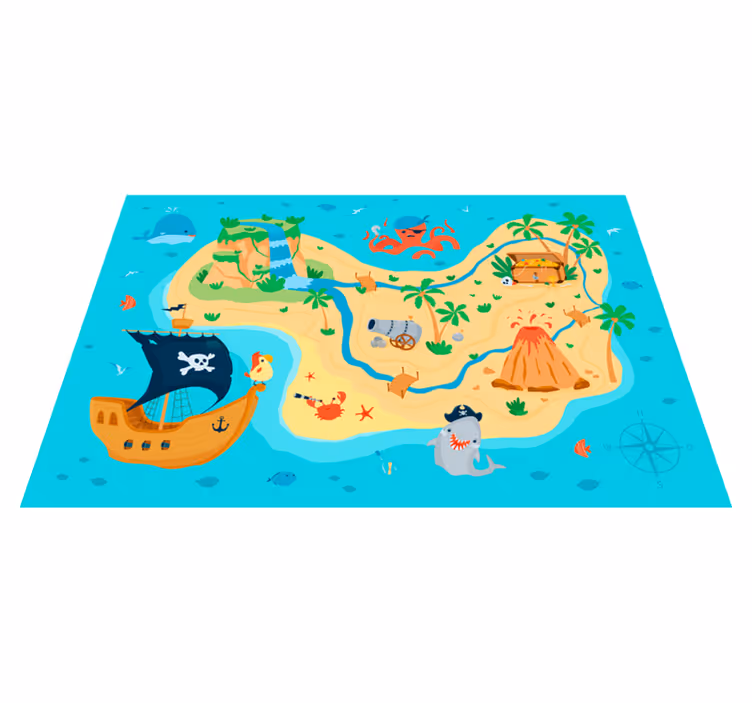 Alfombra vinílica juegos mapa de aventuras piratas - TenVinilo