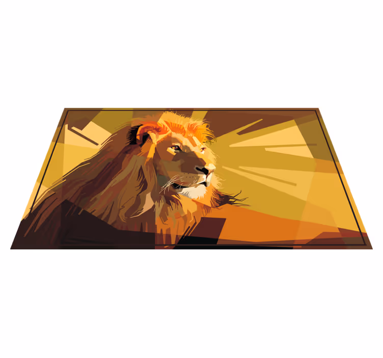 Alfombra vinílica animales ilustración de león - TenVinilo