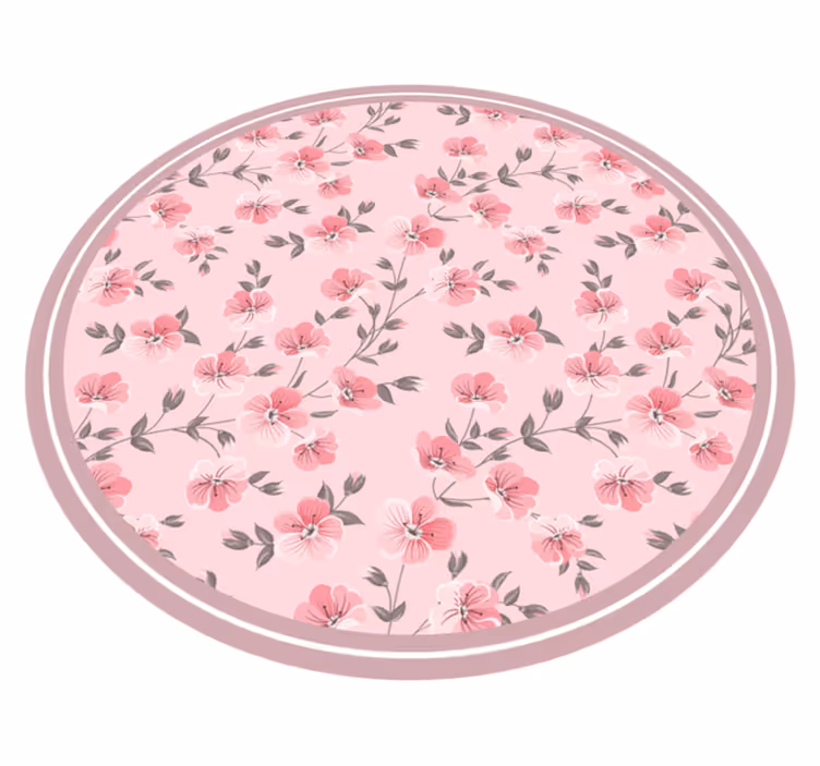 Alfombra vinílica flores diseño de círculo floral - TenVinilo