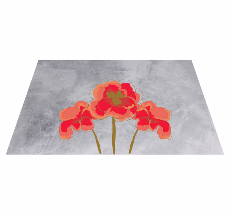 Alfombra vinilo gris con amapola dibujada - TenVinilo