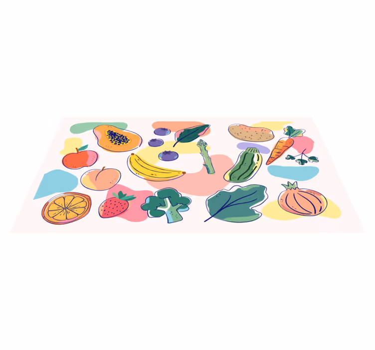 Alfombra vinílica moderna frutas tonos pastel - TenVinilo