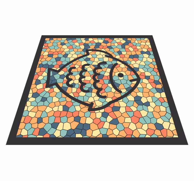 Alfombra vinílica mosaico patrón de peces - TenVinilo